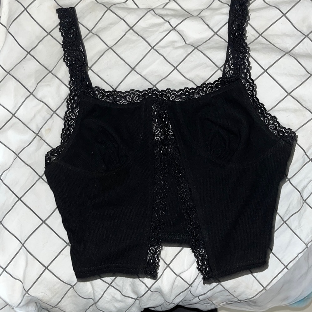 Black lace split top